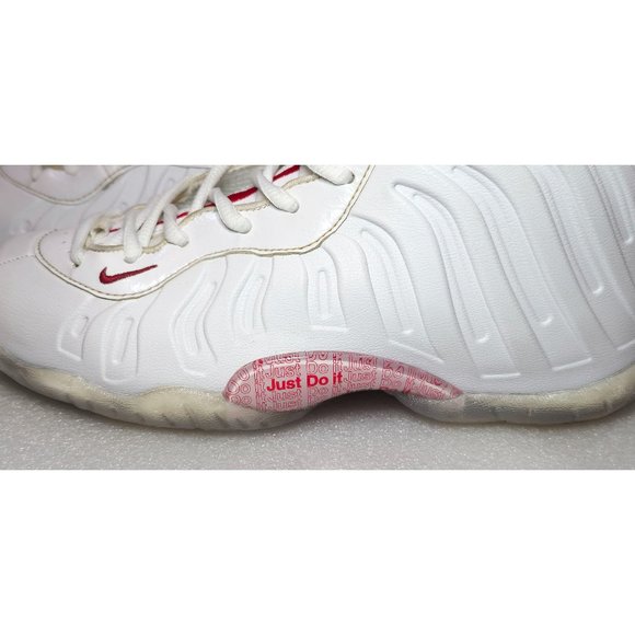 Nike White & Red Roses Little Posite One Thank You Mid-Top Sneakers 4Y W5.5 M4 - Picture 4 of 11